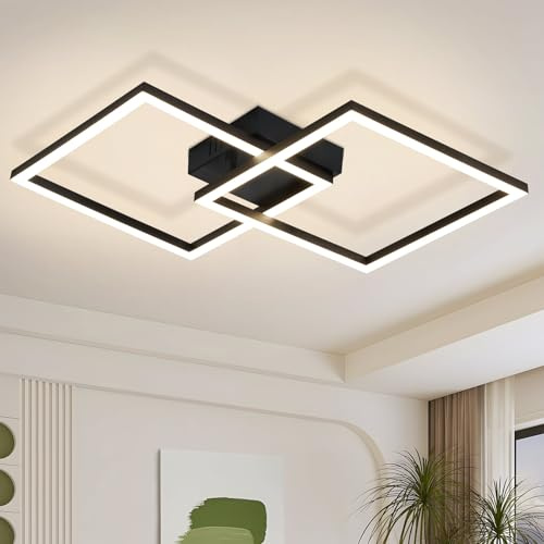 Glitzerlife Deckenlampe LED Deckenleuchte Küche 24W Flurlampe Schwarz | 4000K Modern Schlafzimmerlampe Küchenlampe Eckig Decke Lampe für Flur Küche Wohnzimmer Balkon