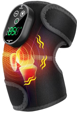 FitEase Heated Knee Brace, 3-in-1 Knee Massager with 6 Heat and 3 Vibration Massage for Joint Stiff and Arthritis, Electric Knee Warmer for Men and Women