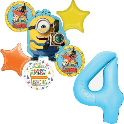 Minions 4 ° compleanno forniture palloncino bouquet decorazioni