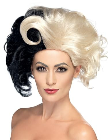 Smiffys Perücke Böse Madame, Schwarz und Blond, Deluxe