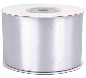 Satinband 50mm x 25m Rolle - FARBAUSWAHL in 3/6/12/18/25/38/50/75/100mm - farbecht & waschbar - Schleifenband für Hochzeit - Geschenkband zum Verpacken Dekorieren Basteln - Silber/Grau 012