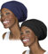 Ensemble de 2 bonnets de nuit doublés de satin pour femmes à cheveux bouclés, extérieur 100 % viscose de bambou, pour filles, Noir/bleu marine., Taille unique