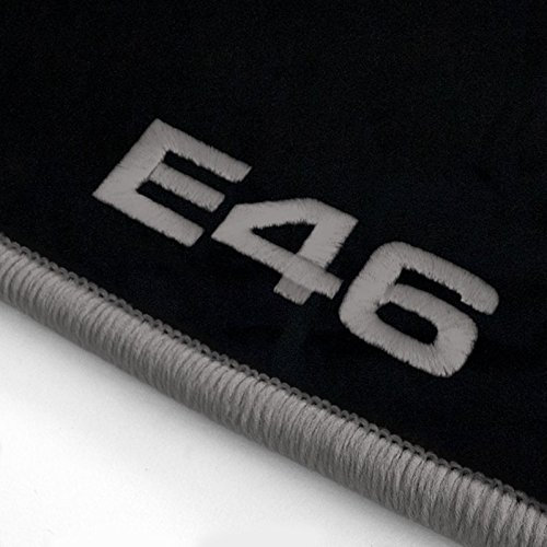 Autoteppich Stylers ATS-Q300_E46-502-010 Passform Velours-Fußmatten mit Bestickung E46 und Rand in Silbergrau