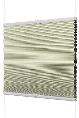 Ventanara® Waben Plissee ohne Bohren Beige verdunkelnd Klemmfix Plisseerollo Thermo Faltrollo verspannt inklusive Premium Klemmträger (90 x 130 cm)