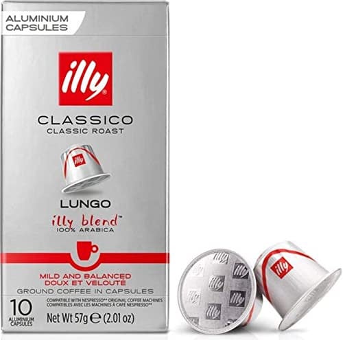 Lot de 40 capsules de café en aluminium compatibles ILLY Classico Lungo – Torréfaction classique