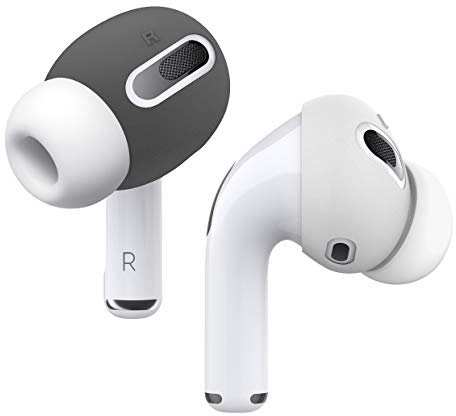 elago AirPods Pro Ear Tips Ohrstöpsel Abdeckung Kompatibel mit Apple AirPods Pro Ohrpolster [Passt ins Ladecase] (2 Paare von 2 Farben) (Dunkelgrau/Weiß)