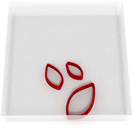 Set di 3 Taglierine Tagliabiscotti per Fondente a Forma di Foglia Sottile, 1,5 cm + 2 cm + 3 cm