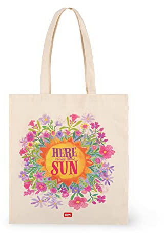 Legami - Baumwolltasche, Innentasche, mit Blas, langer Griff, umweltfreundlich, 38,5 x 42 cm, Sunflower, Taglia unica, Utility