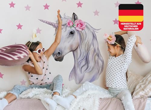 Osomhome | Wandtattoo Kinderzimmer Einhorn Wandbild I Wandsticker Junge Babyzimmer Mädchen Aufkleber | Wanddeko Wohnzimmer | os2030 (170 x 163 cm)