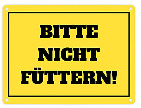 Bitte nicht füttern Koppel-Metallschild in 15x20 cm in gelb und schwarz Füttern Warnschild Verboten Schild Koppel Aluminiumschild Achtung Warnung Pferde Nutztiere Krankheit