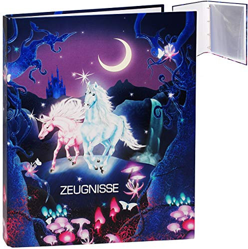 alles-meine.de GmbH Zeugnismappe/Ringbuch/Zeugnisringbuch - Zeugnisse Einhorn & Pferde - Erweiterbar für Einsteckseiten + Einlagen - A 4 - Dokumentenmappe - A4 Ringordner -..