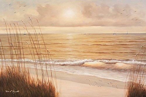 Leinwandrahmen, mit amerikanischer Box, Ozean-Glow Romanello Diane – Tiere, horizontaler Kunstdruck, Tiere, Vögel, Boote und Schiffe, Segelboote, Sonnenuntergänge, einen schwebenden Rahmen, 53 x 83 cm