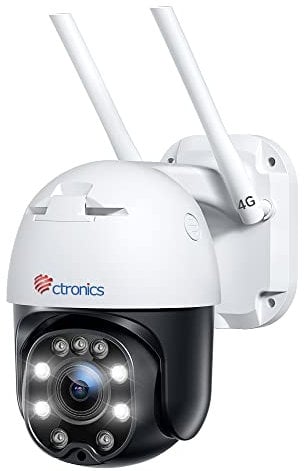 ctronics 【5X Optischer Zoom】 3G/4G LTE Überwachungskamera Aussen mit SIM-Karte, PTZ IP Kamera Outdoor mit Personenerkennung, Automatische Verfolgung, 355°/90° Schwenkbar, Farb-Nachtsicht, IP66