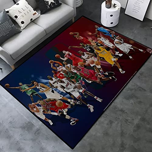 FTMGGDG Kreativer Teppich - NBA-Basketball Decken - Trendige Fußmatten für das Schlafzimmer von Jungen 100x160cm