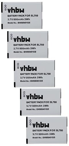 vhbw 5X Akku kompatibel mit Siemens Gigaset SL785, SL788, SL78H schnurlos Festnetz Telefon (800 mAh, 3,7 V, Li-Ion)