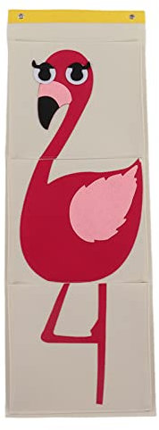 Tyenaza An der Wand befestigte Aufbewahrungstasche, 3 Schichten, Schrankbett, Cartoon-Filz, Tiertyp über der Tür, hängende Aufbewahrungstasche, hängende Tasche, geeignet für Zuhause(Flamingo)