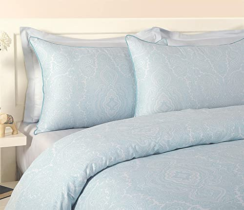 Roseley 3 Piece Duvet Cover Set 400TC Paisley Print Cotton Rich Soft Bedding Quilt Cover & Housewife Pillowcases [Super King, Blue]