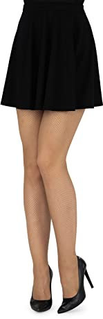 looksy Medias de malla fina para mujer, medias italianas, patrón de malla de valla, medias sexy con cintura alta, malla cruzada, Visón., M-L
