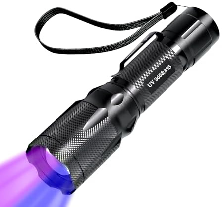 EOWCO Linterna de luz UV, 365 nm 395 nm, linternas de luz negra, linterna ultravioleta de mano, detector de manchas de orina de mascotas, curado de resina, buscador de rocas y escorpiones, detección