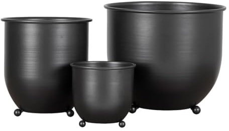 AltoBuy NIRX - Lot de 3 Cache-Pots en Métal Noir