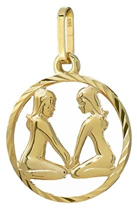 NKlaus Zwillinge-Sternzeichen-Kettenanhänger 585 Gelbgold 14 Karat 15mm