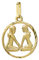 NKlaus Zwillinge Sternzeichen 585 Gelb Gold 14 Karat 15mm Kettenanhänger Horoskop Zodiak 13320