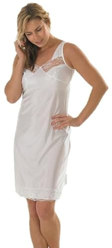iTRONiK NEW Ladies Luxury Full Slip Petticoat Chemise Sizes 10-32 New Underskirt 4 colours (White, 16)
