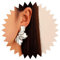 Allereya Vintage Mate Pendientes de Media Flor Plata Gota Joyas Para Mujeres Y Niñas (Plata)