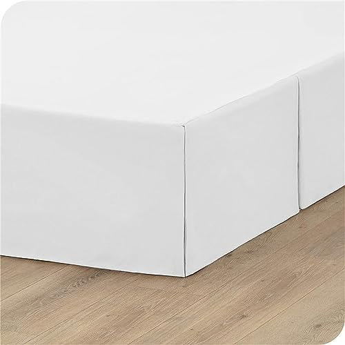 ISZI Cache-Sommier Jupe de Lit Élastique 90/120/140/150/180CM Cache Sommier Jupe de Lit Plissé en Coton Décorer Protège Sommier Volants de 35 Cm Cache-Sommier,Blanc,90 * 200+35cm