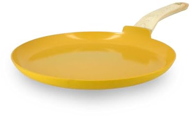 MENASTYL - Crêpière 26cm Colorama safran - En Aluminium - Revêtement antiadhésif en céramique - Tous feux dont induction