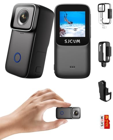 SJCAM Action Camera 4K POV Camera Pocket Waterproof Underwater with Stabilization Wide FOV Wearable Portable Vlogging Camera with Underwater Kits (C200),Gifts