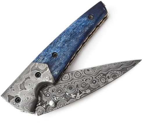 PAL 2000 KNIVES Couteau en acier Damas fait main avec gaine en cuir (3038)