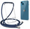 ZTOFERA Crossbody Lanyard Case for iPhone 15 Plus, Ultra Clear Hard Back with Soft Bumper Protective Phone Case with Strap Adjustable Neck Cord Necklace Shockproof Cover for iPhone 15 Plus, Navy Blue