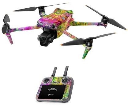 Skins4u Skin Sticker Set kompatibel mit DJI Air 3 Skins Drohnen Aufkleber RC2 Controller, Akku Wrap Schutzfolie Zubehör (Abstract)