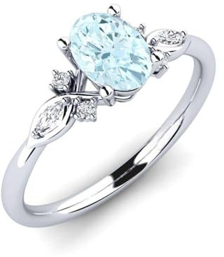 NYZA JEWELS Aquamarin Oval 7x5mm Vintage Inspirierter Ring | Sterlingsilber 925 mit Rhodinierung | Wunderschöner Vintage Inspirierter Ring für Damen und Mädchen (61)