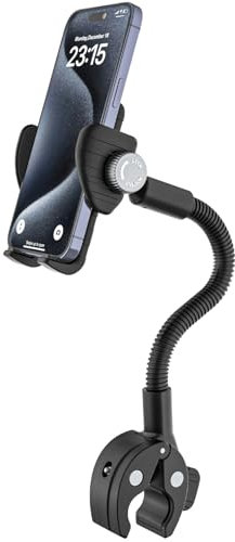 Kolasels Support de Téléphone à Col de Cygne pour Fauteuil Roulant, Vélo, Poussette, Tapis de Course, Scooter, Pince de Guidon de Vélo, Compatible vec iPhone 16 15 14 Pro Max, 4-7 Smartphones