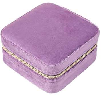 BSLVWG Schmuck-Box, Kleine Reise Organiser für Halskette, Ohrringe, Armbänder, Ringe - Samt Leopard Aufbewahrungskoffer, Geschenk für Mädchen Und Frauen (Lila)