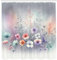 ABAKUHAUS Blumig Duschvorhang, Winter Fantasy Thema traumhafte Atmosphäre und blühende zarte Blumen, Stoffliches Gewebe mit Haken, 175 x 200 cm, Blasses Grau Meeresschaum Flieder