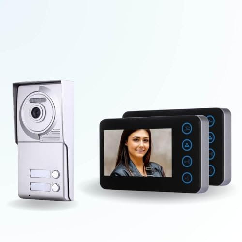 BT Security Portier interphone vidéo Neo 2 Fils - 2 Appartements - 2 écrans Noirs