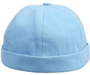 HATSQUARE - Unisex-Dockercap aus Baumwolle, ohne Schirm, für Damen und Herren, Schirmlos, Beanie mit Umschlag - Himmelblau
