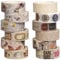 Songdao Vintage Washi Tape Set 12 Rollen Breit Dekorative Antik Karte Stempel Zeitung Masking Tapes Klebeband Bunt für Kunst, DIY Handwerk, Tagebuch, Planer, Scrapbook, Verpackung