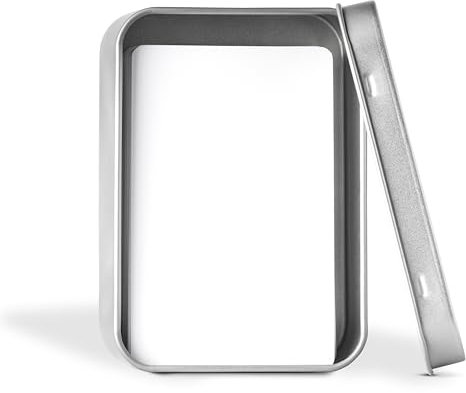 Blanko Karten 54 Stück – DIY 59x91 mm – Unbedruckt & beschreibbar – für eigene Kartenspiele, Lernkarten, Memory, Flashcards etc. (Metalldose + Spielkarten aus 100% Kunststoff)