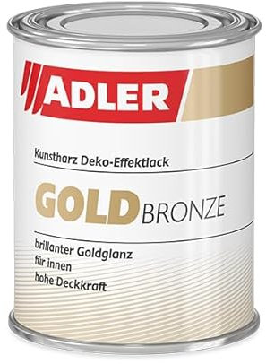 ADLER Goldlack für Holz & Metall - Innen & Außen - Seidenglänzender Gold Effekt - Umweltfreundlich, Wetterfest & Hitzebeständig mit starkem Rostschutz - 125ml