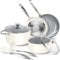 MICHELANGELO Pots and Pans Set - Nonstick Ceramic Cookware Set, 8-Piece Healthy Cooking Set, Non-Toxic, Oven Safe & Compatible with All Stovetops - White and Grey