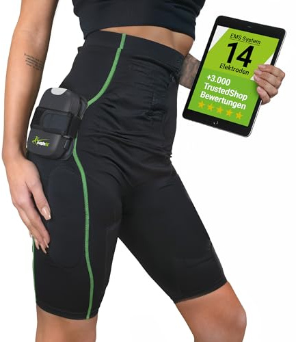 eaglefit - EMS Hose Komplettsystem kabellos mit 14 Elektroden - Trainingshose für Zuhause für Bauch, Beine & Po - Muskelaufbau, Bauchtrainer, Muskeltrainer für Damen & Herren inkl. App & Powerbox