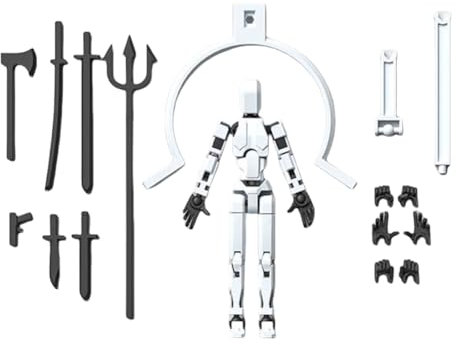 T13 Action Figure, 3 Paar Hände 7 Waffen mit 1 verstellbare Basis, 3D-Druck von Beweglichen Figuren mit Mehreren Gelenken, Dummy 13 Roboter-Actionfigur zusammengebaut (A)