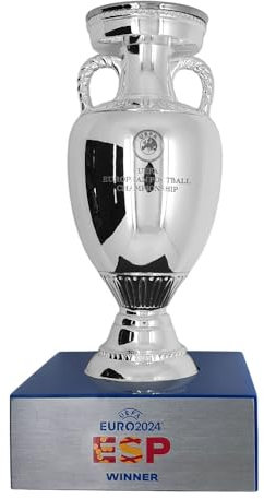 AMBALLCOM| Replica ufficiale del trofeo europeo 2024 (150mm) - Edizione Spagna Campione su piedistallo acrilico - Collezionabile di alta qualità per gli appassionati di calcio