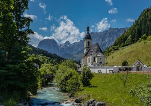 CALVENDO Poster 42,0 x 29,7 cm Querformat Pfarrkirche St. Sebastian in Ramsau | Bilder, Kunstdruck, Wandbild, Wanddeko, Prints ohne Rahmen