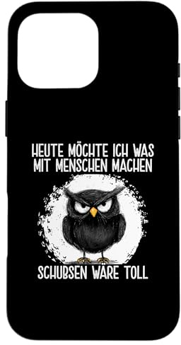 Hülle für iPhone 16 Pro Max Heute Möchte Ich Was Mit Menschen Machen Schubsen Eule