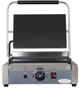 Hakka Electric Panini Press Grill, Commercial Contact Sandwich Toast Maker Non-Stick Wider Flat Plate 50-300℃ Temp Control Catering Machine for Making Breakfast, Steak, Hamburgers